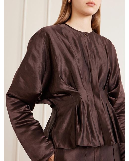 Joseph Brown Eris Gathered Linen And Silk-Blend Blouse