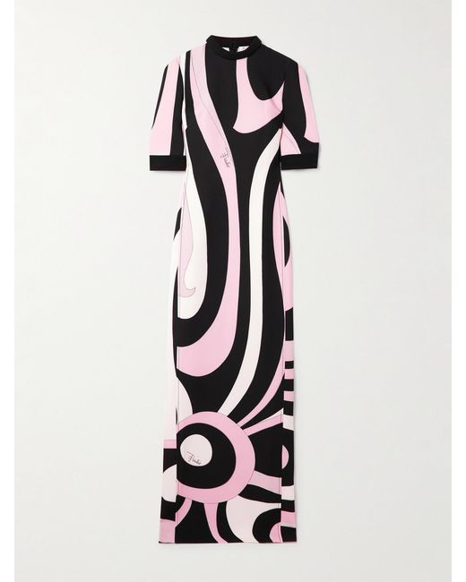 Emilio Pucci White Printed Crepe Maxi Dress