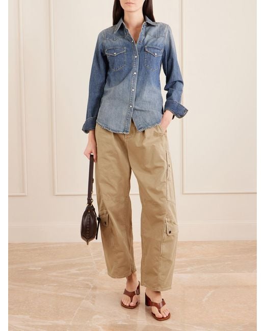 Citizens of Humanity Natural Flight Mid-Rise Straight-Leg Cotton-Blend Twill Cargo Pants