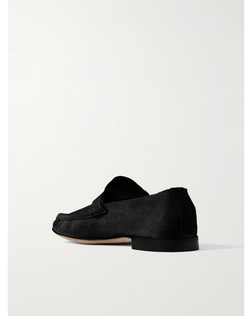 The Row Black Suede Loafers