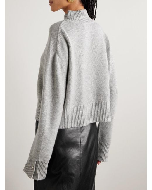 Brandon Maxwell Gray The Rowe Verkürzter Pullover Aus Kaschmir Mit Recycelten Fasern