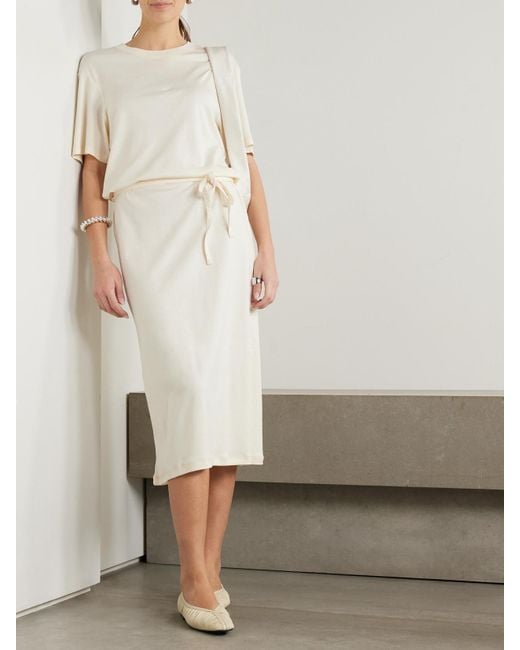 Lemaire Natural Midikleid Aus Baumwoll-Jersey Mit Bindegürtel