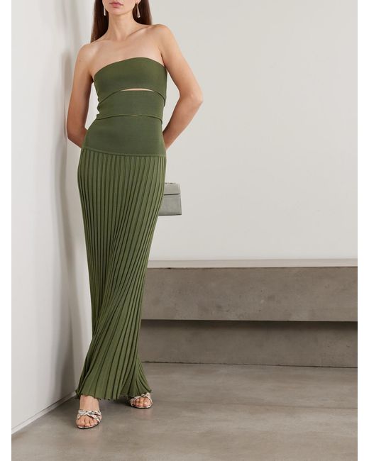 christopher esber green knit dress Sunray Strapless Cutout Ribbed-Knit in Midi dress
