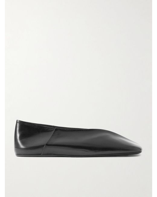 Jil Sander Black Asymmetrische Flache Schuhe Aus Leder
