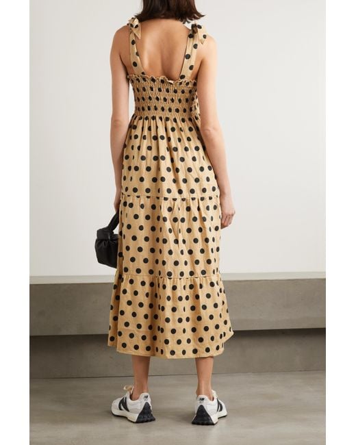 Faithfull The Brand Net Sustain Rianne Tie-detailed Polka-dot Linen Midi  Dress