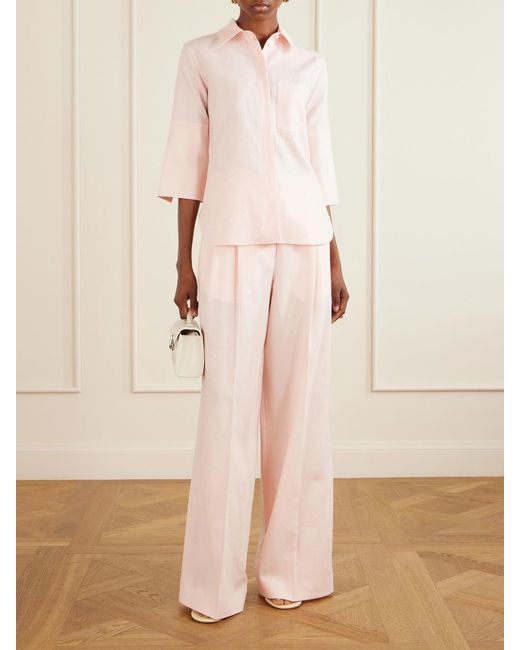 Another Tomorrow Pink Linen-Canvas Shirt