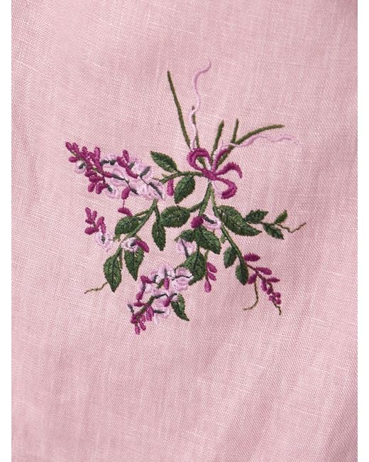 Agua Bendita Pink Armonía Wisteria Strapless Bead-Embellished Embroidered Linen Midi Dress