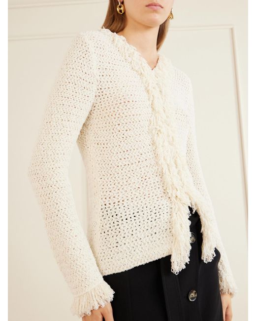 Proenza Schouler Natural Nilo Textured-Jacquard Wool-Blend Cardigan