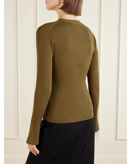 Proenza Schouler Green Nir Ribbed-Knit Top