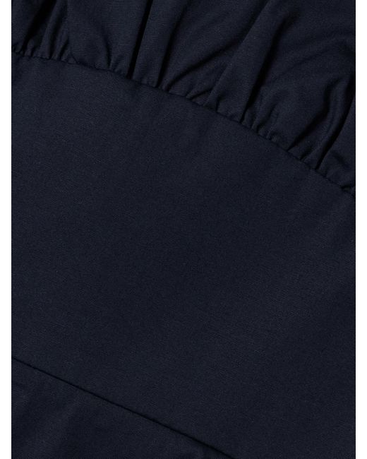 Kika Vargas Blue Mia Ruffled Cotton-Blend Poplin Mini Dress