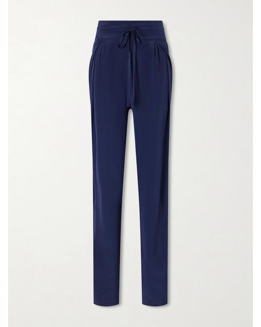 Sharon Wauchob Blue The Vardar Silk-Blend Straight-Leg Pants