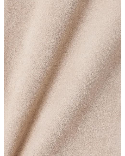 Stouls Natural Miuccia Paneled Suede Mini Dress