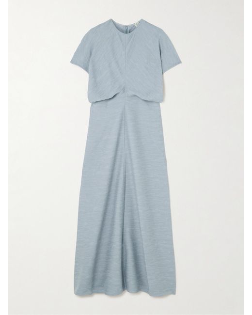 Totême  Blue Gathered Woven Maxi Dress