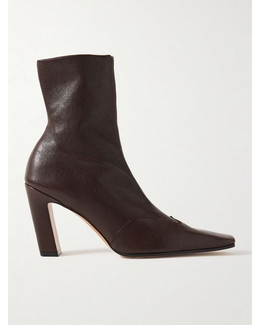 Khaite Brown Nevada Leather Ankle Boots
