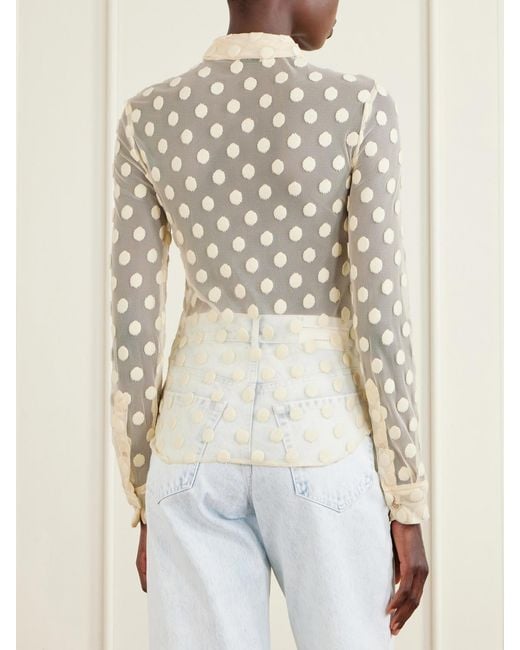 Dries Van Noten Natural Polka-Dot Cotton-Blend Tulle Shirt