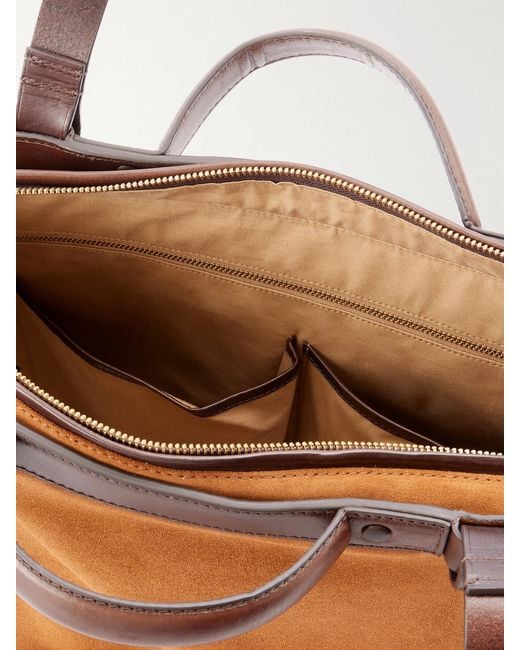 Dries Van Noten Brown Carter Leather-Trimmed Suede Tote