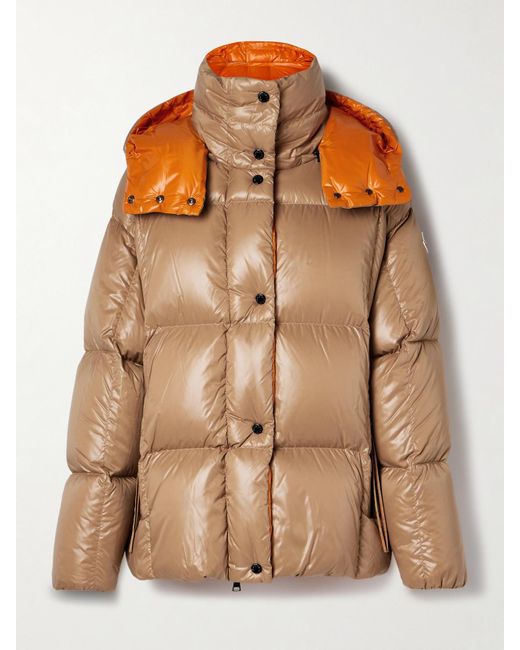 Moncler Brown Parana Daunenjacke Aus Wattiertem Shell Mit Steppmuster Und Kapuze