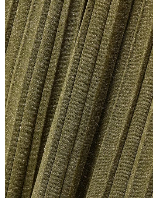 Zimmermann Green Wylie Metallic Ribbed-Knit Midi Skirt