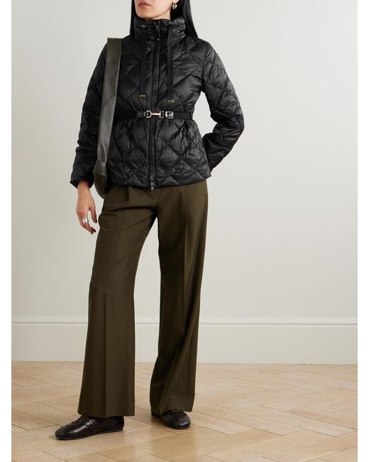 Max Mara Black Cube Belted Padded Quilted Shell Down Jacket