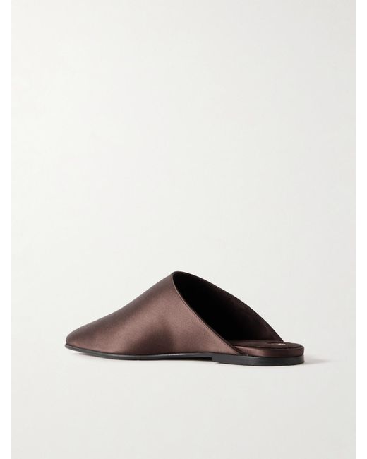 Loro Piana Brown Alba Satin Slippers