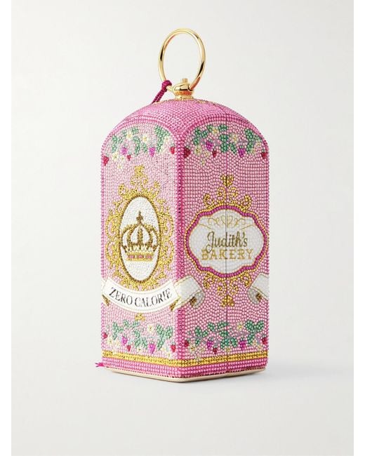 Judith Leiber Pink Clutch Aus Metall Mit Troddel Und Kristallen