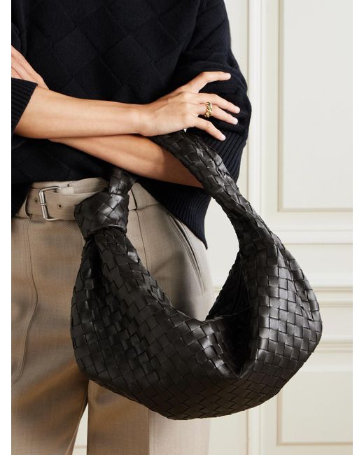 Bottega Veneta Black Jodie Small Knotted Intrecciato Leather Tote