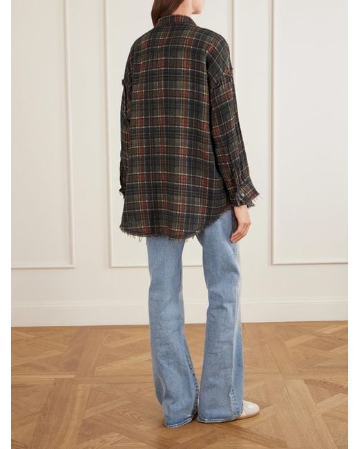R13 Black Checked Cotton Reversible Shirt