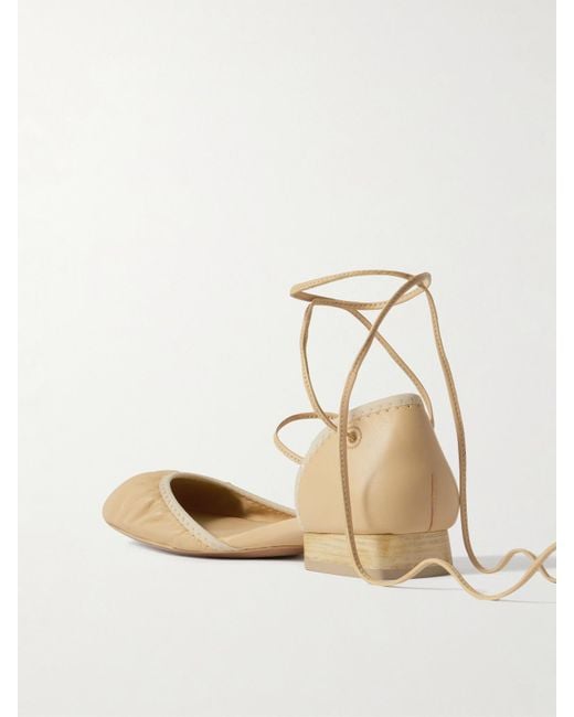 Lemaire Natural Ruched Leather Ballet Flats