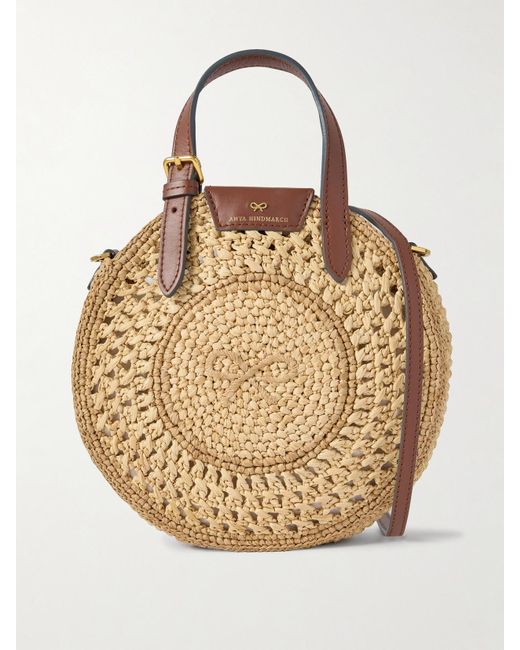 【ANYA HINDMARCH】レザートリミング crocheted raffia トート Small Raffia Tote Bag with Eyes | Anya Hindmarch US