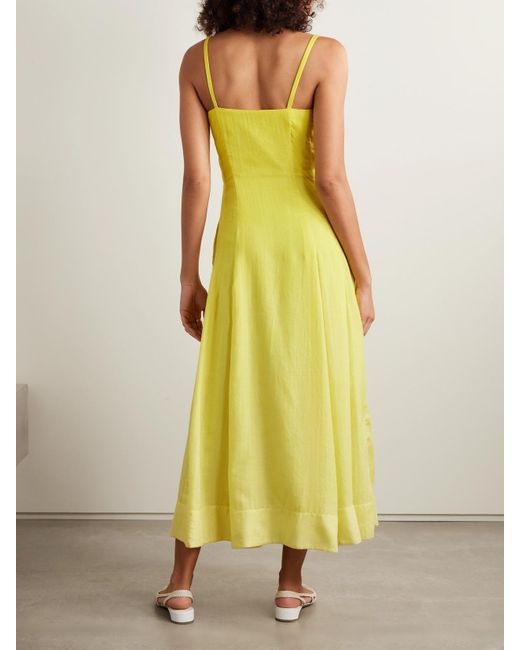 Gabriela Hearst Yellow Magritte Herringbone Cashmere And Silk-Blend Maxi Dress