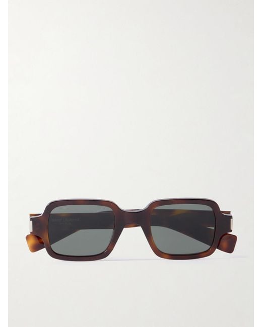 Saint Laurent Brown Square-Frame Tortoiseshell Acetate Sunglasses