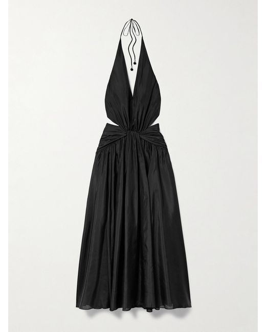 Zimmermann White Rhiannon Open-Back Draped Organic Silk Halterneck Maxi Dress