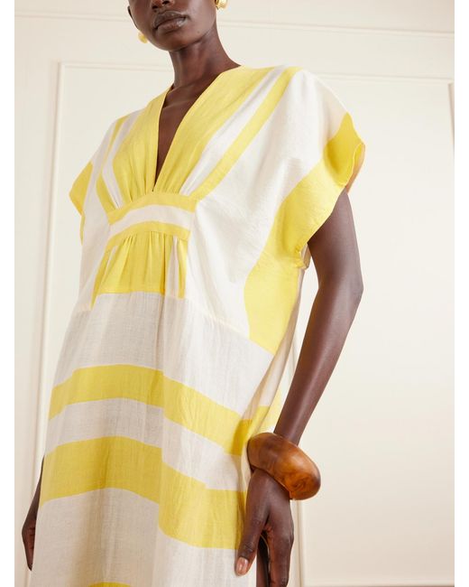 Lemlem Yellow Gasira Striped Cotton-Blend Maxi Dress