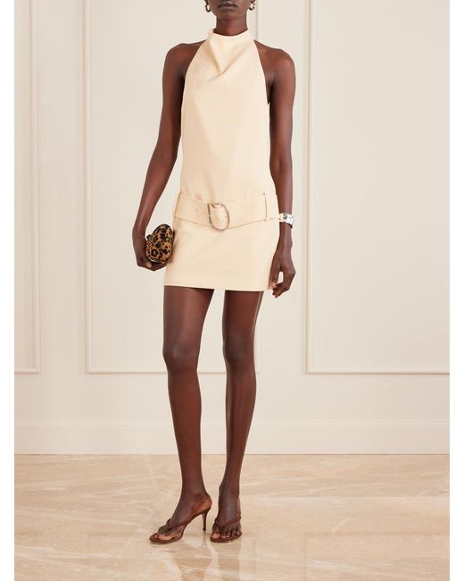 Sir Natural Sabina Belted Draped Woven Halterneck Mini Dress