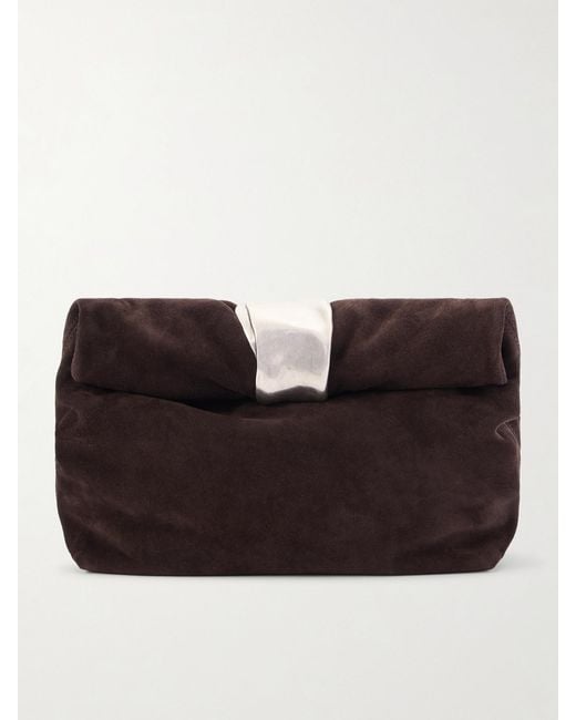 Staud Black Cuff Suede Clutch