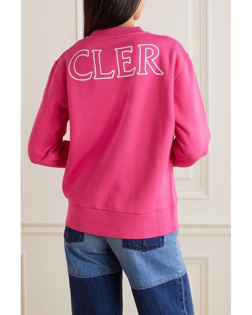 Moncler Pink Printed Cotton-Jersey Sweatshirt