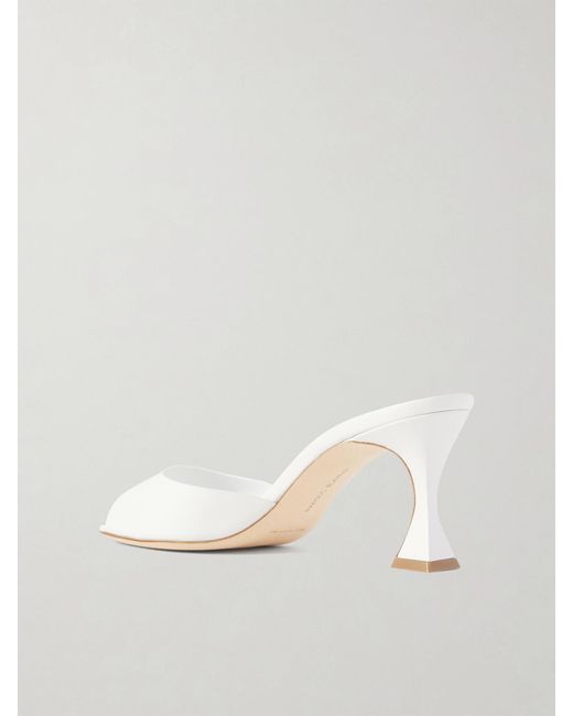 Manolo Blahnik Natural Jadarona 70 Leather Mules