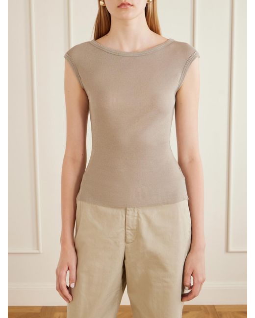 James Perse Natural Ribbed Cotton And Cashmere-Blend Tank