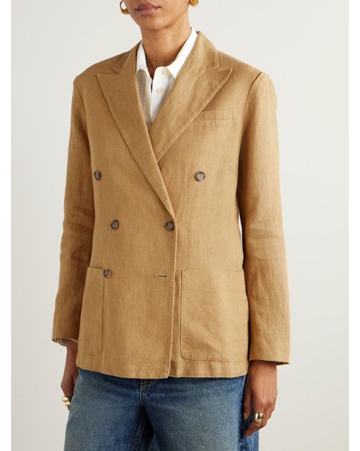 Polo Ralph Lauren Natural Double-Breasted Linen Blazer