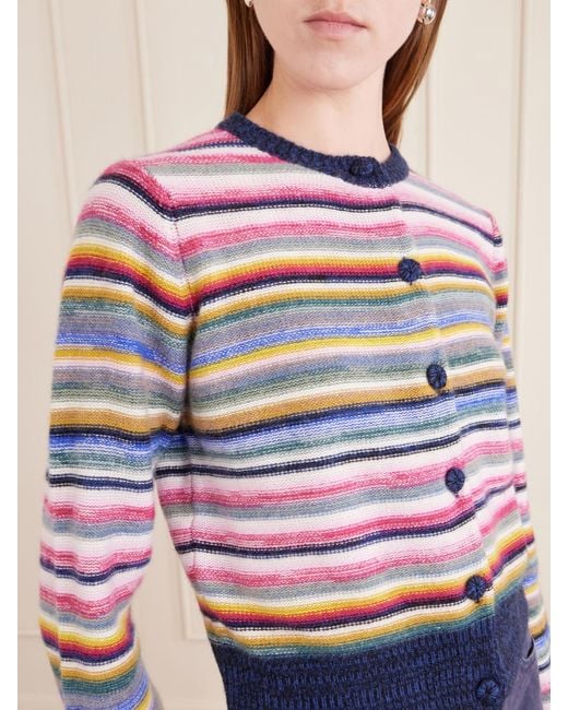 Suzie Kondi Multicolor Kandria Cropped Striped Cashmere Cardigan
