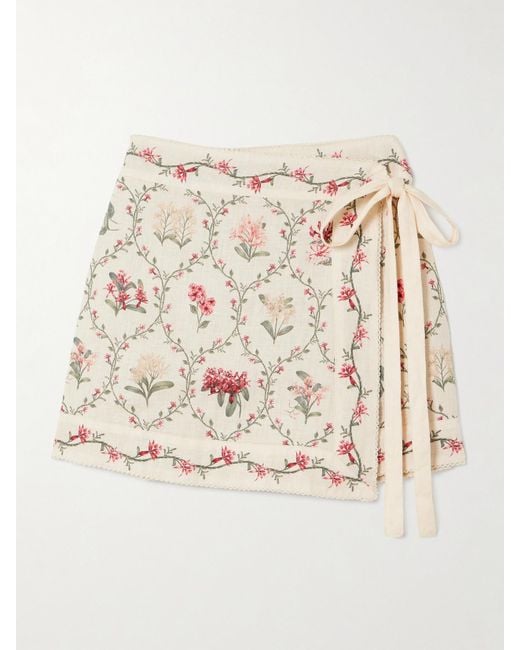 Agua Bendita Natural Luna Orquidea Floral-Print Linen Pareo