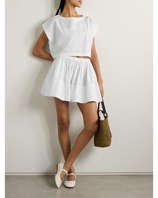 Suzie Kondi White Foosta Cotton-Poplin Mini Skirt
