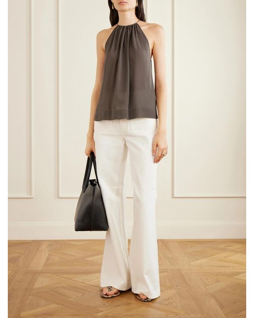 Nili Lotan Gray Nikki Silk Halterneck Tank