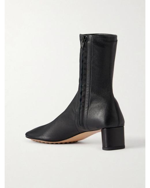 Bottega Veneta Black Cherry Leather Ankle Boots