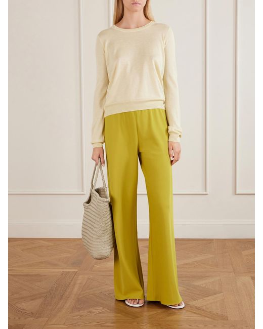 La Ligne Yellow Colby Recycled Stretch-Crepe Wide-Leg Pants