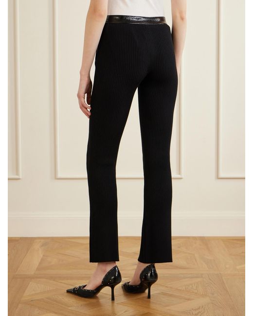 Courreges Black Ribbed Flared Vinyl Pants