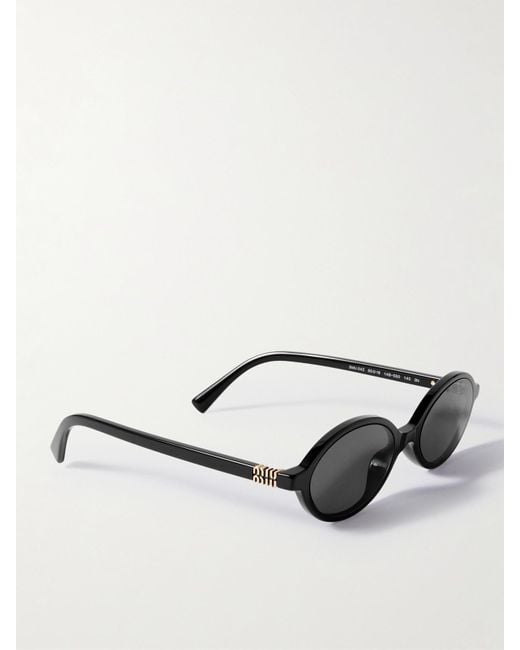 Miu Miu Black Oval-Frame Acetate Sunglasses