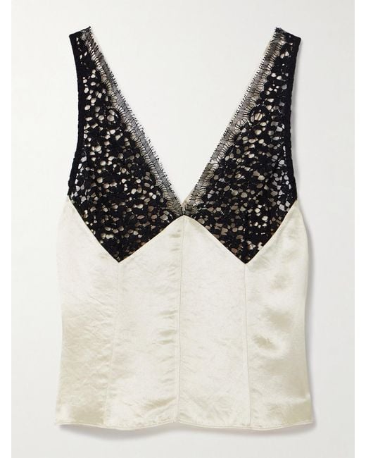 Maria McManus Black Satin-Twill And Corded Lace Camisole