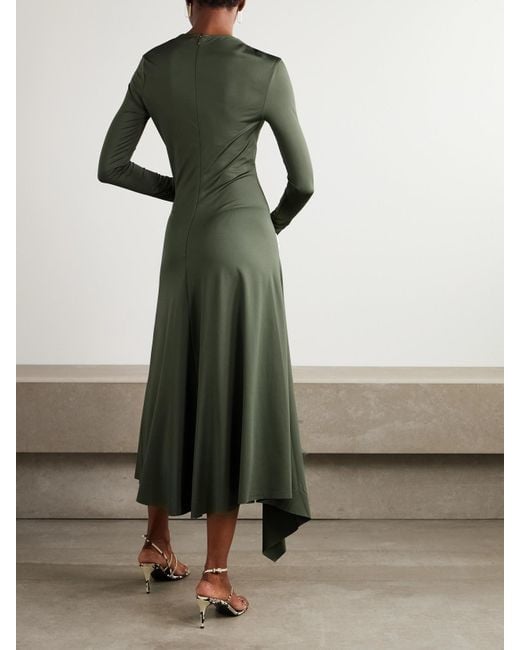 Victoria Beckham Green Asymmetrisches Midikleid Stretch-Jersey Mit Twist-Detail Und Cut-Out