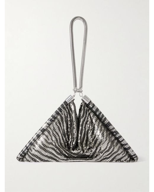Rabanne White Pixel Zebra-Print Chainmail Tote